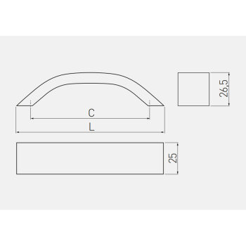Möbelgriff UA-337, Bohrlochabstand: 160 mm, Aluminium, Oberfläche: silberfarben eloxiert