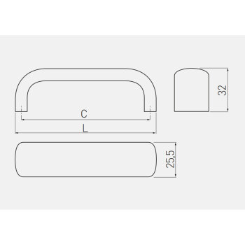 Möbelgriff UA-340, Bohrlochabstand: 192 mm, Aluminium, Oberfläche: silberfarben eloxiert