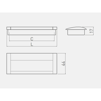 Möbelgriff UA-A6, Bohrlochabstand 192 mm, Aluminium, Oberfläche: silberfarben eloxiert