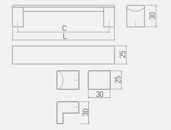 Möbelgriff ARES, Bohrlochabstand 160 mm, Aluminium, Oberfläche: schwarz eloxiert