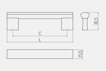 Möbelgriff UA-311b, Bohrlochabstand 192 mm, Aluminium schwarz eloxiert