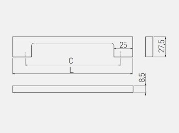 Möbelgriff UZ-819, Bohrlochabstand 160 mm, Zamak, Oberfläche - Messing