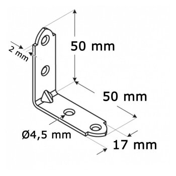 Stuhlwinkel schmal 50x50x17x2mm KW3