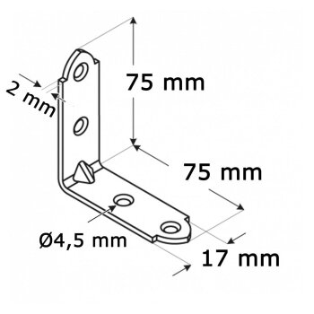 Stuhlwinkel schmal 75x75x17x4mm KW4