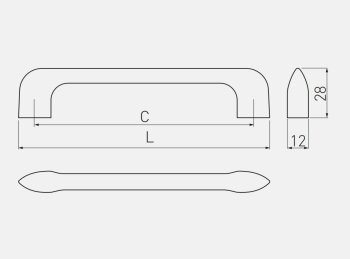 Möbelgriff MILANO, Bohrlochabstand 128 mm, Material - Zamak, Oberfläche - Edelstahloptik