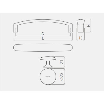Möbelgriff OLBIA, Bohrlochabstand 96 mm, Zamak, Oberfläche: Altmessing