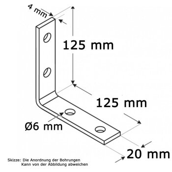 Stuhlwinkel schmal 125x125x20x4mm KW6
