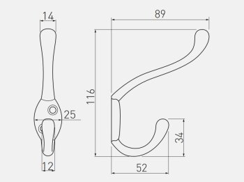 Kleiderhaken MALAGA A0, groß, Oberfläche: Chrom glänzend