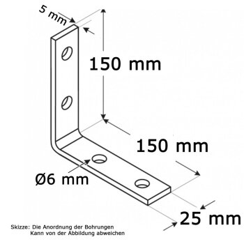 Stuhlwinkel schmal 150x150x25x5mm KW7