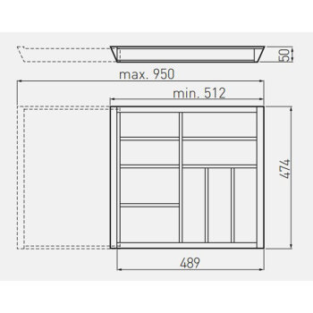 Schubladeneinsatz CUSTOMI, für Schubladenbreite 600-1000 mm, Schubladentiefe 500 mm