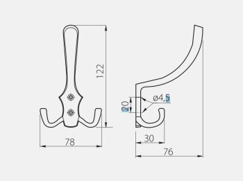 Kleiderhaken K24-A0, groß, Oberfläche: Nickel matt