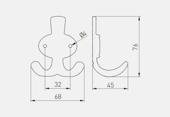 Kleiderhaken Coruna groß, Oberfläche: Bronze