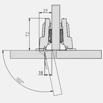 Topfband 35 mm SOLID PLUS Mittelanschlag Softclose mit Euroschrauben
