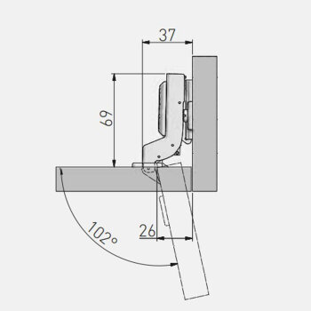 Topfband 35 mm ECHC Innenanschlag Softclose mit Holzschrauben, Euroschrauben