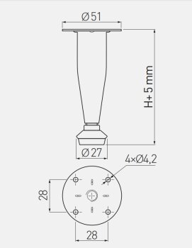 Möbelfuß BD-03, höhenverstellbar,...