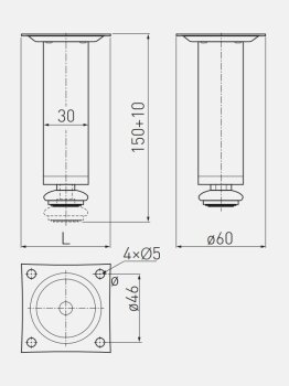 Möbelfuß BD-150, höhenverstellbar,...