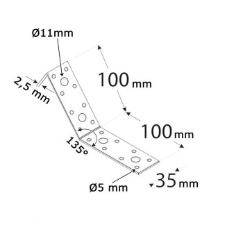 Winkelverbinder 135° 100x100x35x2,5mm KLR4