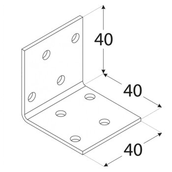 Lochplattenwinkel 40x40x40x2,0mm KM1