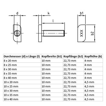 Hammerkopfschrauben Edelstahl A2 8x30 mm M8  Box100 Stk.