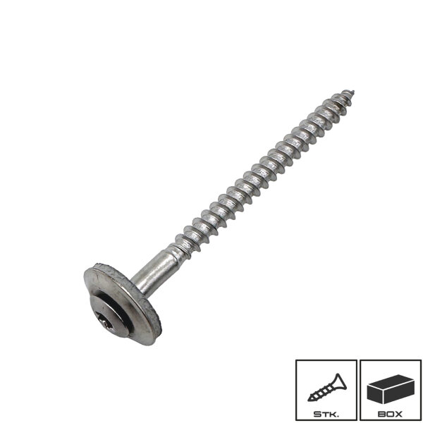 Spenglerschrauben 2tlg. mit Dichtscheibe Edelstahl A2 4,5x80 mm TX20 Box 200 Stk.