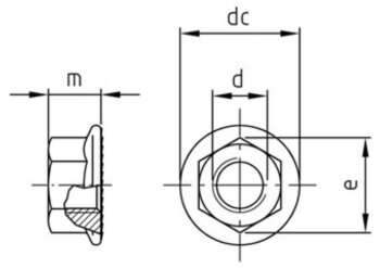 Flanschmuttern Edelstahl A2 M10 mit Sperrverzahnung Box - 100 Stk.