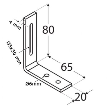 Verstellwinkel 60x80x20x3,0mm KR1