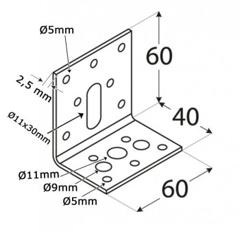 Verstellwinkel 40x60x60x2,5mm KR2
