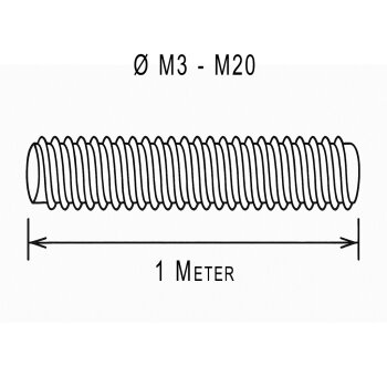 Gewindestange A2 Edelstahl M14 1 Meter DIN 976