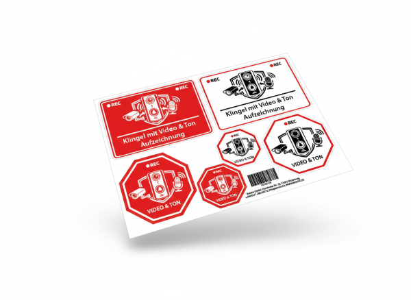 Türklingel mit Aufzeichnung Aufkleber - 6 Stück