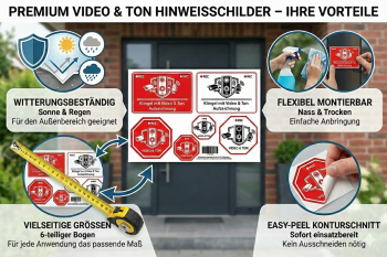 Türklingel mit Aufzeichnung Aufkleber - 6 Stück