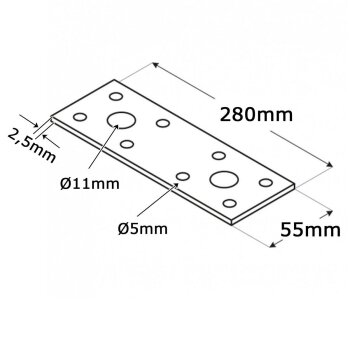 Flachverbinder 280x55x2,5mm LP4