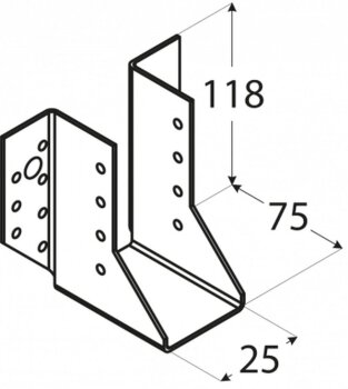 Balkenschuh Lasche außen 25x118x75x2,0mm WB1
