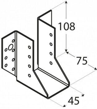 Balkenschuh Lasche außen 45x108x75x2,0mm WB8