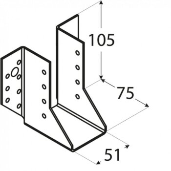 Balkenschuh Lasche außen 51x105x75x2,0mm WB10