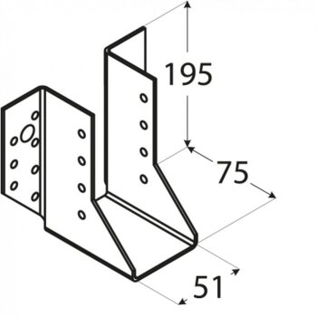 Balkenschuh Lasche außen 51x195x75x2,0mm WB13