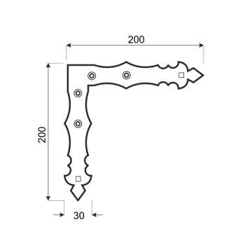 Flachwinkel dekorativ 200x200x30x3,0mm schwarz NAD2