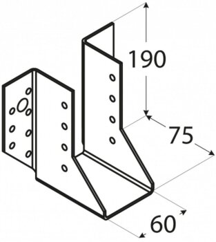 Balkenschuh Lasche außen 60x190x75x2,0mm WB17