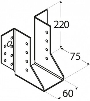 Balkenschuh Lasche außen 60x220x75x2,0mm WB18