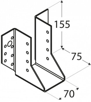 Balkenschuh Lasche außen 70x155x75x2,0mm WB22