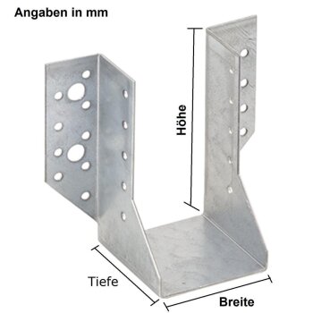 Balkenschuh Lasche außen 76x182x75x2,0mm WB25