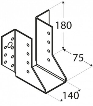 Balkenschuh Lasche außen 140x180x75x2,0mm WB37