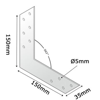 Flachwinkel leicht 150x150x35x2,0mm NAS150