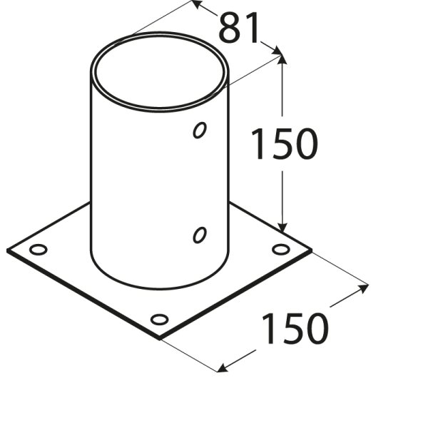 Aufschraubhülse (rund) 81 x 150 x 2 mm