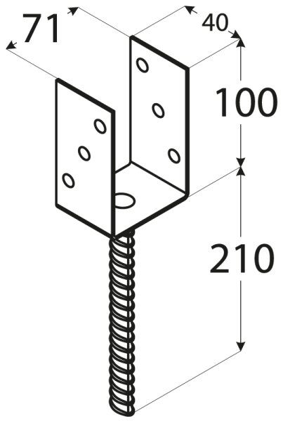 Pfostenträger Typ U 51-141 mm 71 x 100 x 40 mm