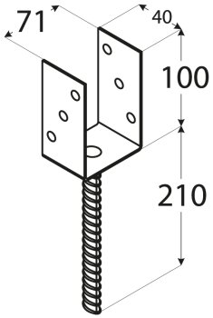Pfostenträger Typ U 51-141 mm 71 x 100 x 40 mm