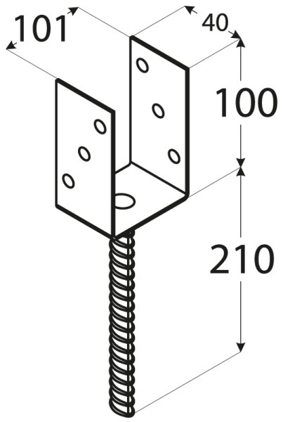 Pfostenträger Typ U 51-141 mm 101 x 100 x 40 mm