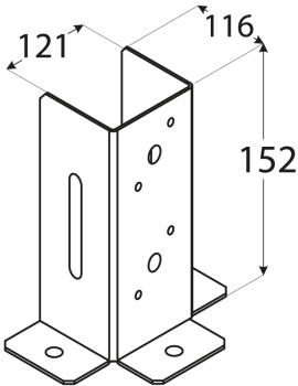 Stützenfuß 46 - 120 mm 91 x 150 x 2 mm