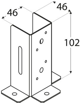Stützenfuß 46 - 120 mm 121 x 150 x 2 mm