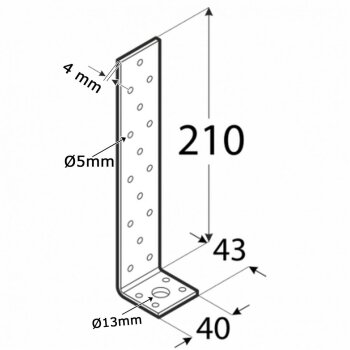 Flachstahlanker 210x43x40x4,0mm KK11