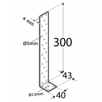 Flachstahlanker 300x43x40x4,0mm KK12